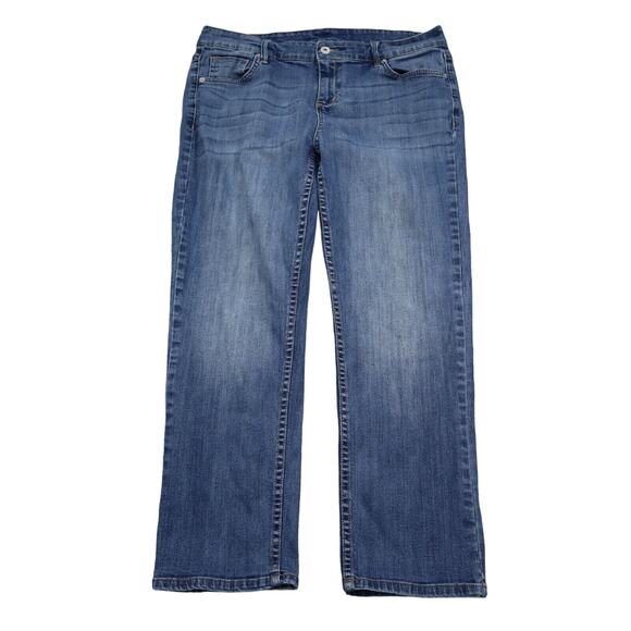 Liz Claiborne Pants Womens 14 Blue Ankle Mid Rise Button Medium Wash Denim Jeans - Picture 1 of 16